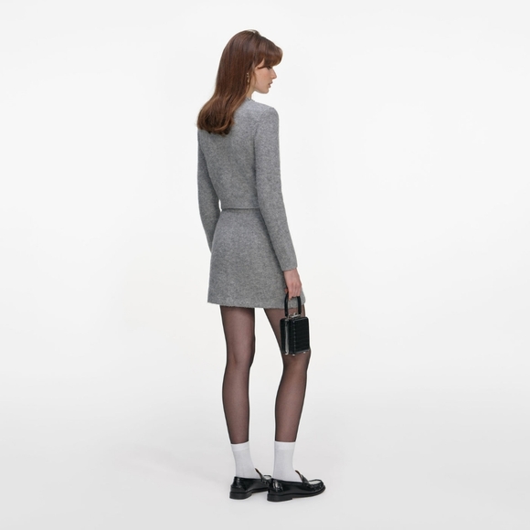 Self Portrait Grey Fluffy Crystal Trim Cardigan - Picture 4 of 13